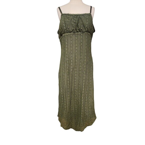 No Boundaries Lace Babydoll Maxi Dress Womens XL Green Coquette Hanky Hem Fairy - Picture 2 of 8